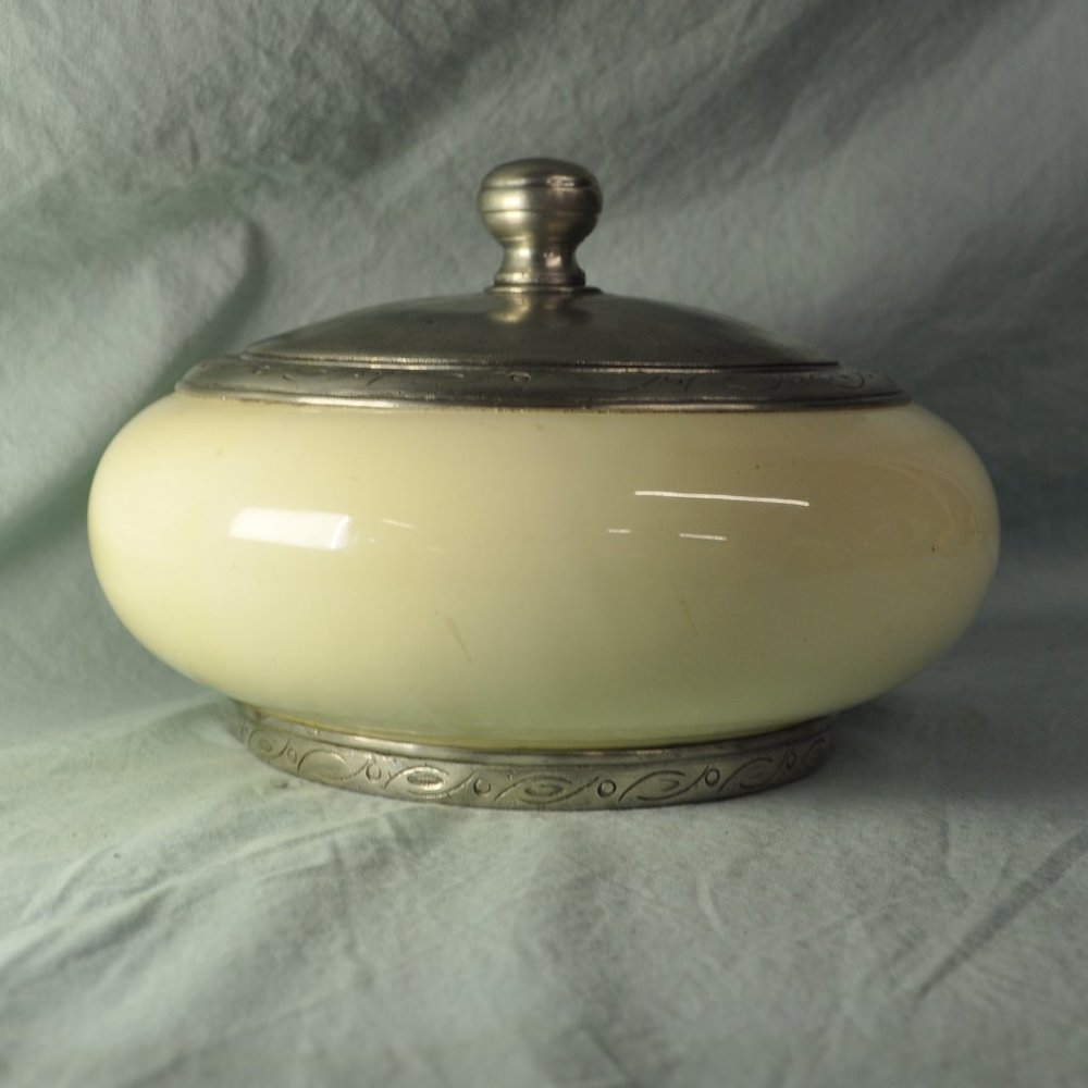 vintage Cosi Tabellini CT ceramic pewter Empoli urn bon bon bowl with lid (103)